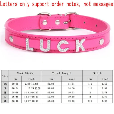 Personalized Dog Collar Fashion Bling Rhinestone Pet Free Diy Name Dog Necklace Custome Leather Dog Collars Pet Dog Accessories