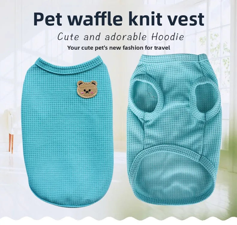 NewSpring Summer Pet Clothes for Cats Dogs Breathable Waffle Vest, Soft & Light, Perfect for Teddy Bichon Frise Small Medium Dog
