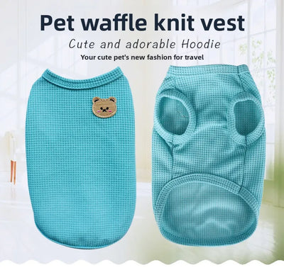 NewSpring Summer Pet Clothes for Cats Dogs Breathable Waffle Vest, Soft & Light, Perfect for Teddy Bichon Frise Small Medium Dog