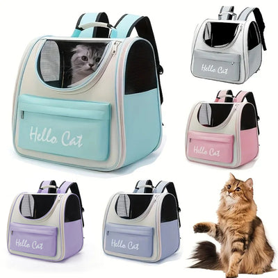Large Capacity Collapsible Pet Backpack Carrier, Breathable Mesh Vent Travel Bag with Secure Zipper for Cats and Small Dogs