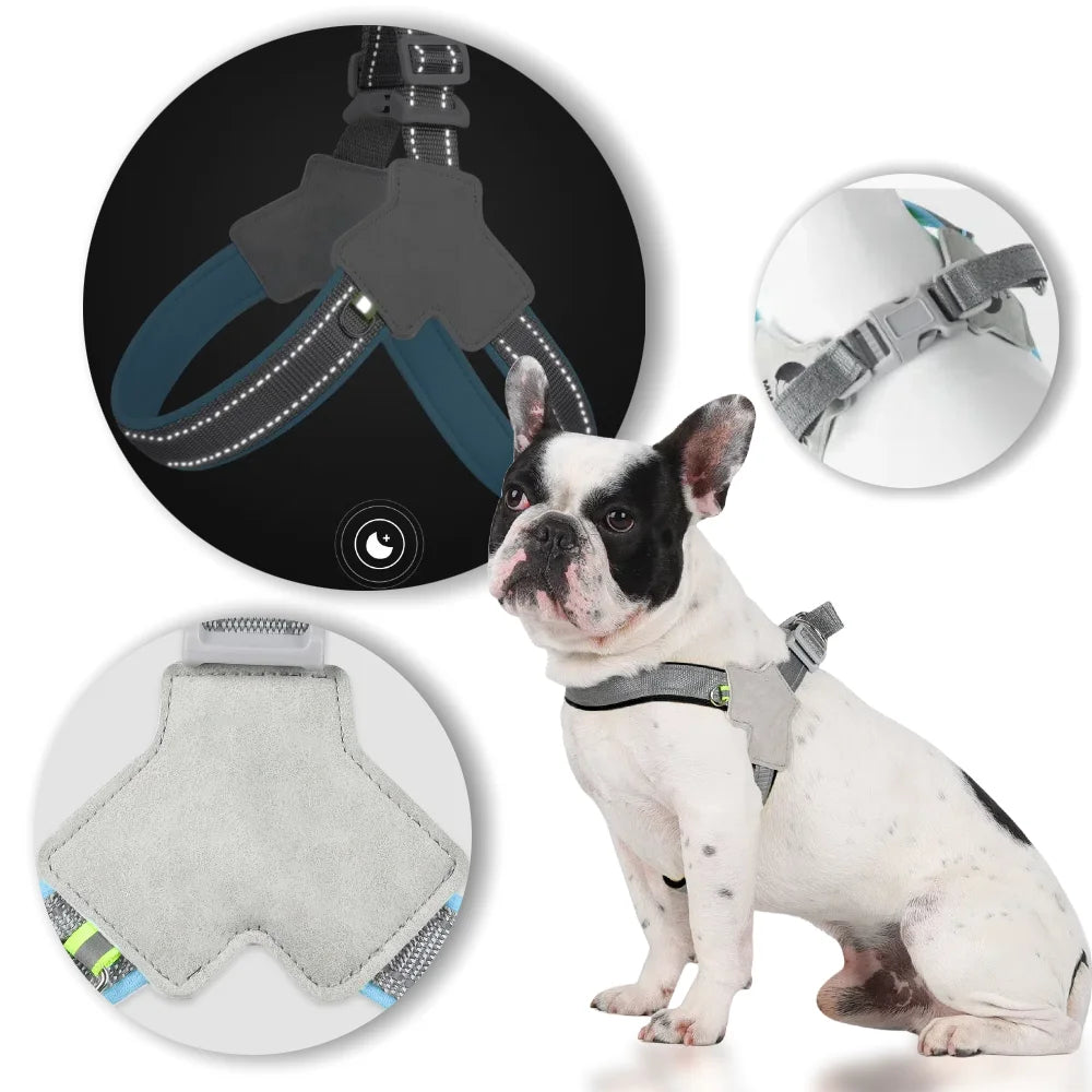 Reflective Pet Dog Harness For Small Medium Large Dogs Adjustable Nylon Pet Chest Strap No Pull Coller Harness Bulldog Supplies