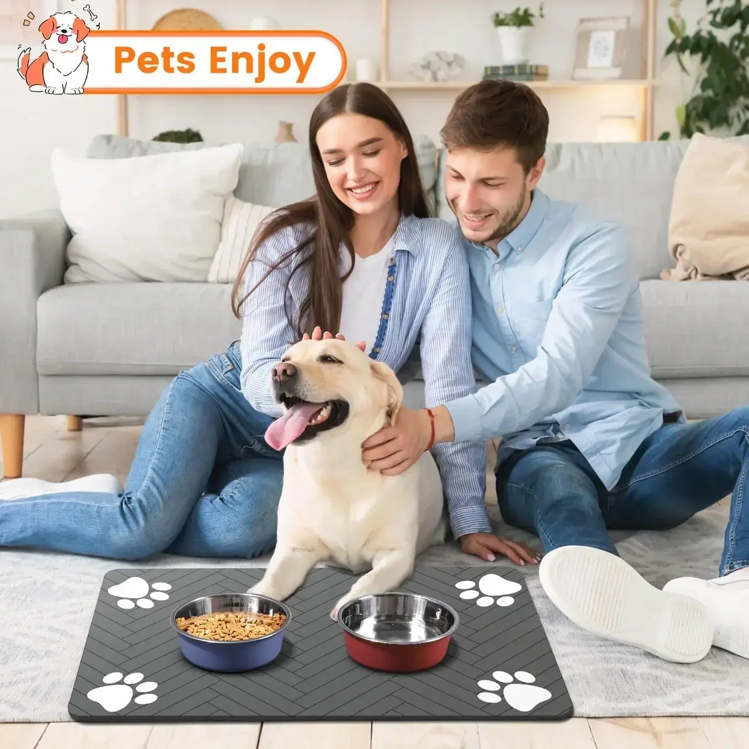 Pet Feeding Dropshipping Pet Placemat for Food and Water Bowl with Waterproof Rubber Backing Quick Dry Water Mat for Dog Cat