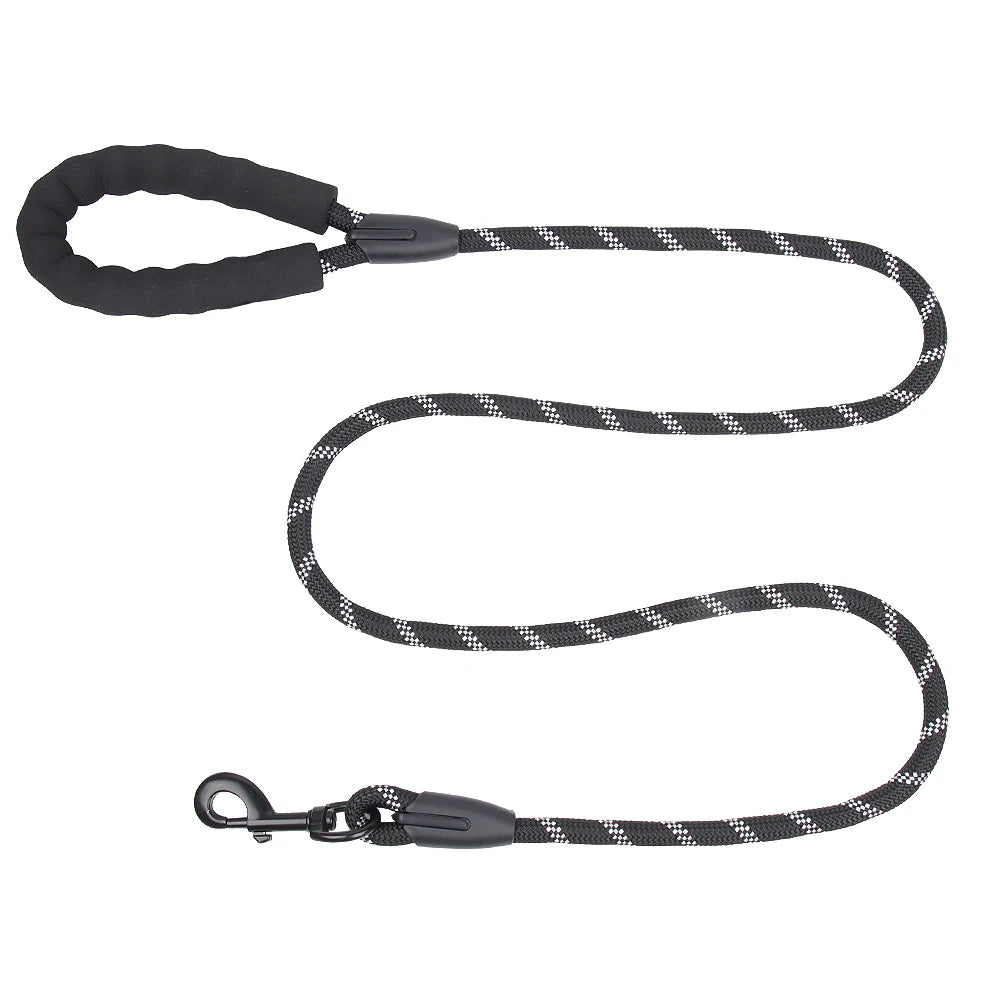 1.5m Reflective Dog Leash Nylon Anti-Pull Padded Handle Tear-Resistant Rope Medium Large Dog Leash Training Heavy-Duty Walking