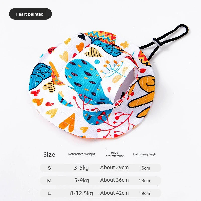 1Pcs S/M/L Cute Print Dog Hat for Small Medium Dogs Adjustable Pet Cap Puppy Pug Corgi Dachshund Hats Summer Out Pet Accessories