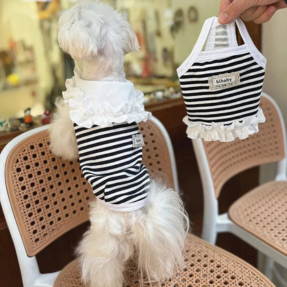 Pet Summer Clothes Pet Couple Striped Shirt Pet Tank Top Dog Cat Universal Knitted Teddy Shirt Puppy Clothing Dog Cooling Vest PawPrint Treasures