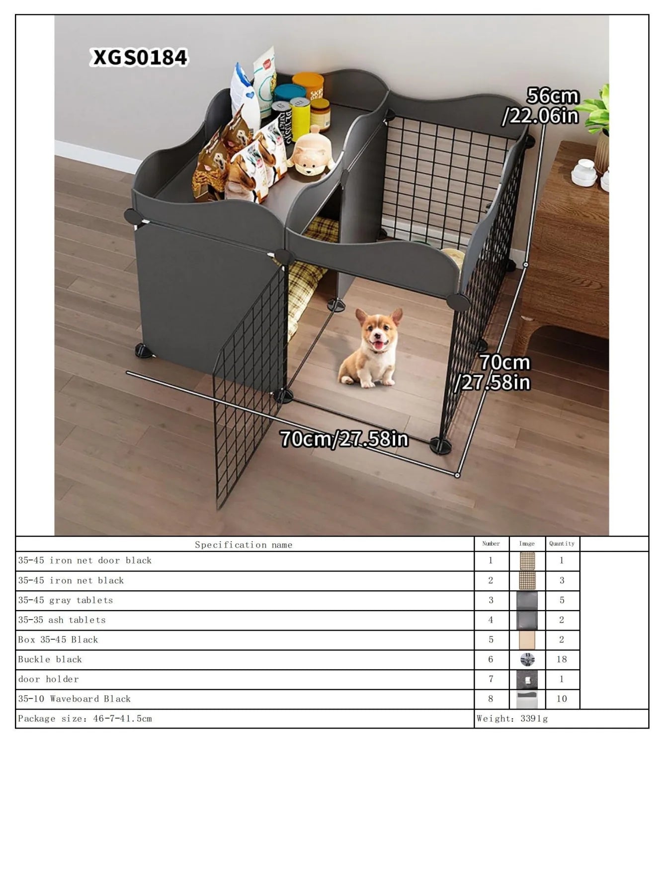 Dog Fence Small Size Dogs Home Indoor One Bedroom One Bathroom Pet Fence Kennel with Toilet Area Anti-Jailbreak Dog Cage