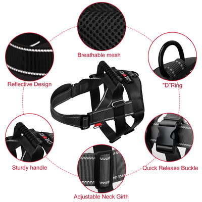 No Pull Dog Harness Adjustable Dog Harness With 5pcs Dog Patch Breathable Reflective Pet Harness for Small Medium Large Dogs