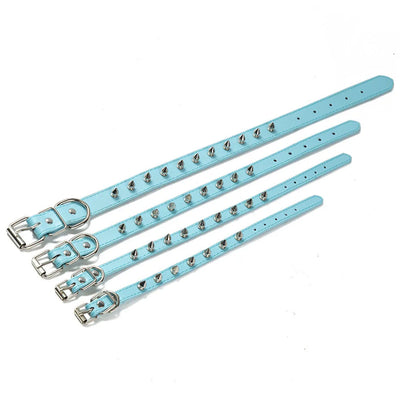 Spiked Dog Collar for Small Breed Dogs One Row Studded Leather Pet Collar Anti-Bite Neck Strap for Puppies Adjustable Cat Collar