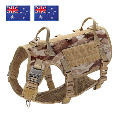 Military Tactical Big Dog Harness Vest Durable Nylon Dog Training Harnesses with Flags Adjustable for Large Dogs German Shepherd