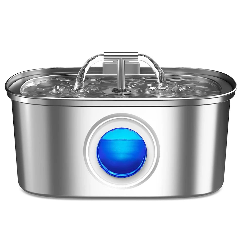 3.2L Stainless Steel Pet Water Dispenser - A Quiet Filter Pump Powered by USB, Smart Drinking Fountain for Cats and Dogs