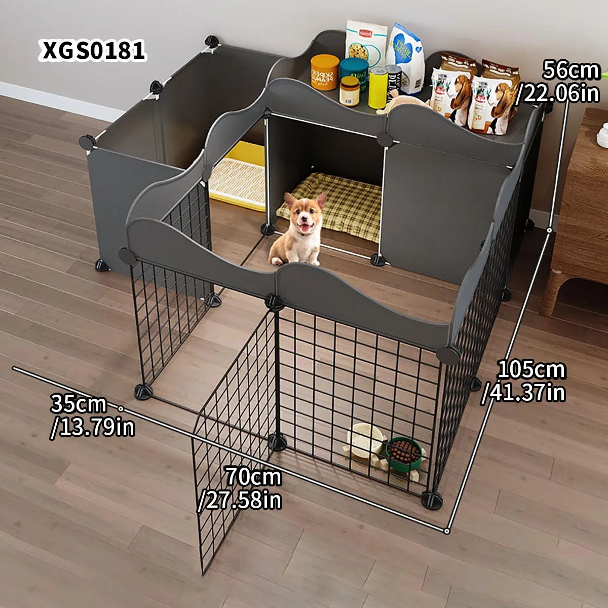 Dog Fence Small Size Dogs Home Indoor One Bedroom One Bathroom Pet Fence Kennel with Toilet Area Anti-Jailbreak Dog Cage