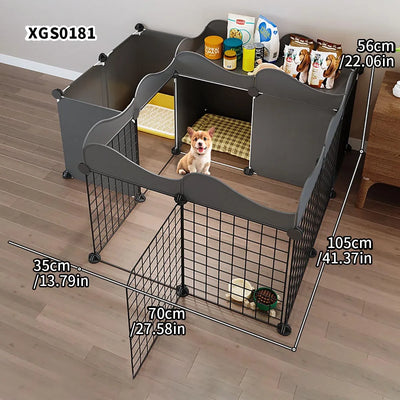Dog Fence Small Size Dogs Home Indoor One Bedroom One Bathroom Pet Fence Kennel with Toilet Area Anti-Jailbreak Dog Cage