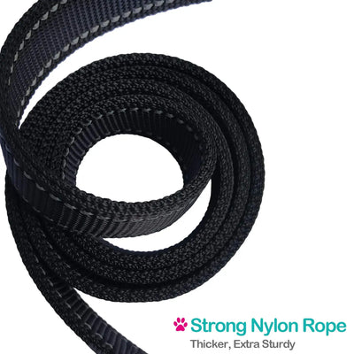 Heavy-Duty Reflective Nylon Dog Leash with Padded Handle - Short, Striped Design for Training & Control - Ideal for Large & Medi
