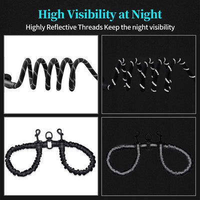 New Double Head Pet Towing Rope One Drag Two Night Reflection Anti Winding Elastic Nylon Walking Dog Rope Supplies Accessories