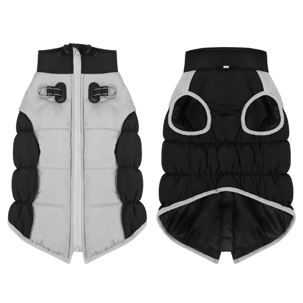 Winter Clothes for Dogs Windproof Cotton Clothing for Pets Rainproof Large Dogs Coat Reflective Overall Dog Leash Pet Clothing