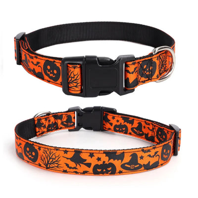 Halloween Dog Collar Nylon Adjustable Pet Collar Pumpkin Monster Bat Ghost Pattern for Party Cat Dog Decoration Pet Accessories