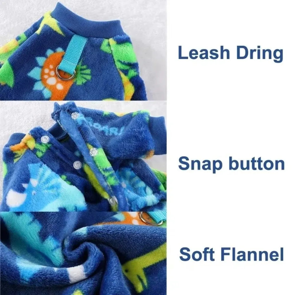 Winter Warm Dog Jumpsuit XS-4XL Fleece Pet Dog Clothes Chihuahua Poodle Bear Dinosaurs Pajamas Coat For Small Medium Dogs