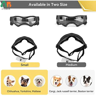 ATUBAN Dog Goggles for Small Breed Dog Sunglasses Dog UV Sunglasses Windproof Soft Frame Adjustable Straps for Small Dogs Puppy