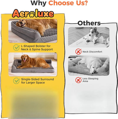 Orthopedic Large Dog Bed – Premium Memory Foam Sofa with Removable Washable Cover & Non-Slip Bottom – Pressure Relief for Joints