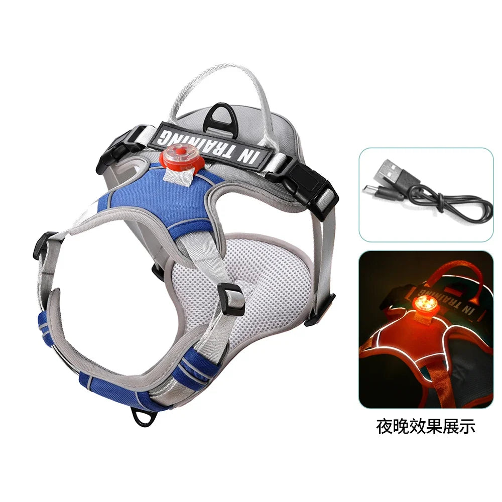 USB charged light Dog Harness Personalized dog strap vest Breathable adjustable pet strap suitable for small to medium sized dog