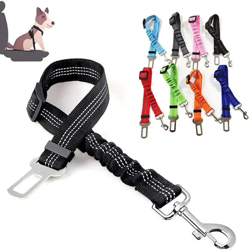 Elastic Nylon Dog Seat Belt for Small Large Dogs Adjustable Reflective Durable Lead Puppy Travel Car Safety Rope Dog Harness