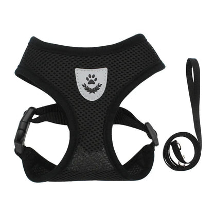 Small Dog Harness and Leash Set Summer Puppy Breathable Mesh Reflective Cat No Pull  Dog Reflective  Adjustable Pet Vest Style PawPrint Treasures
