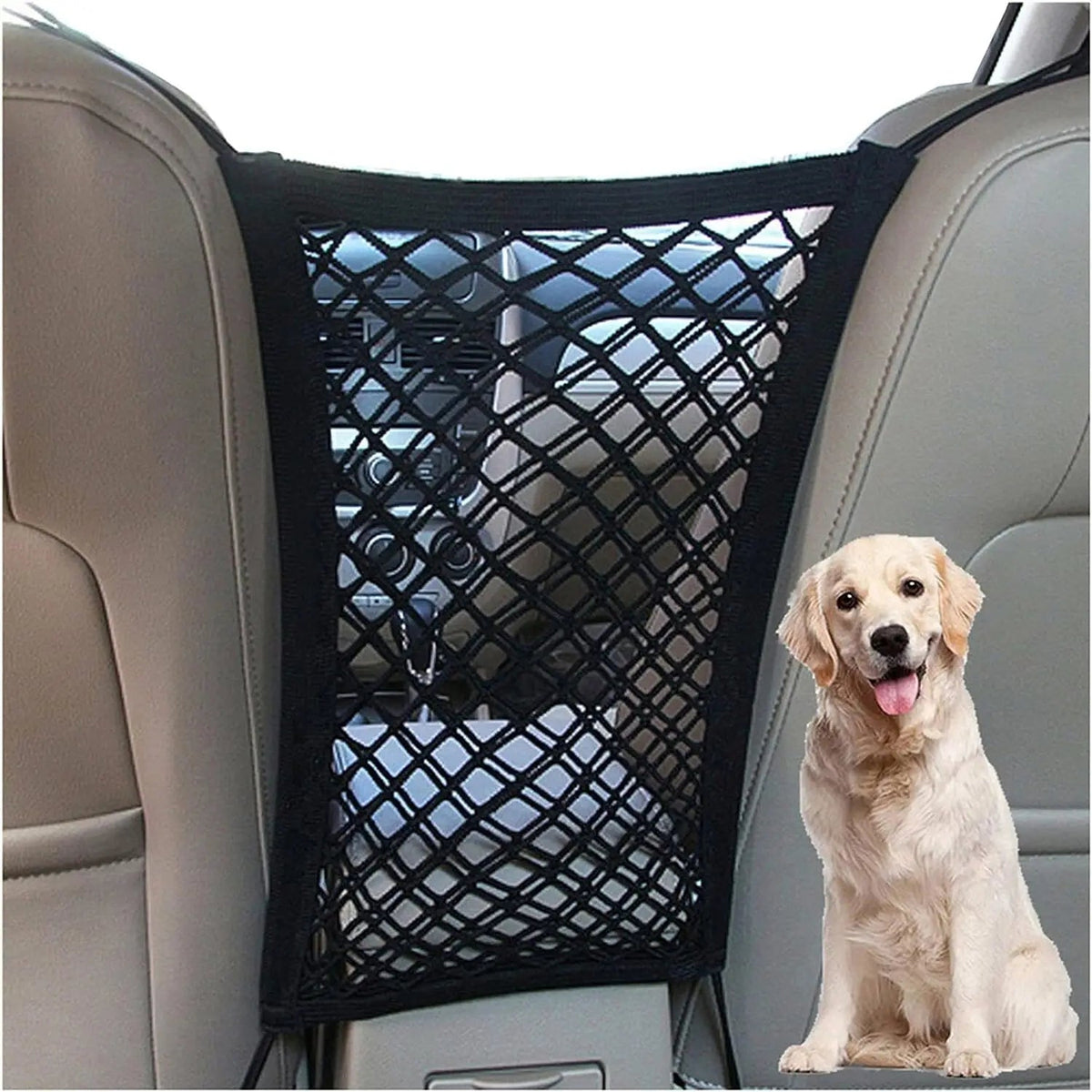 Pet Car Barrier Dog Car Barrier with Automatic Safety Mesh Storage Bag Pet Barrier Guard Back Seat Safety Protector Mesh Net PawPrint Treasures
