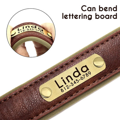 Custom PU Leather Dog Collar Free Engraving Dog Collars Adjustable Pet Pitbull Necklace Soft Padded for Small Medium Large Dogs
