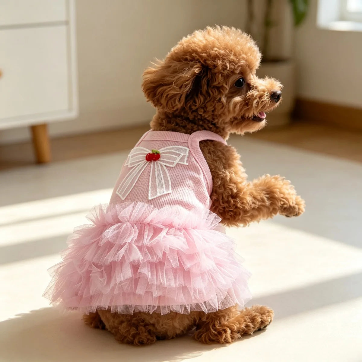 1 pet sleeveless printed dress, suitable for indoor and outdoor use, lightweight, breathable and elastic cat and dog clothing PawPrint Treasures