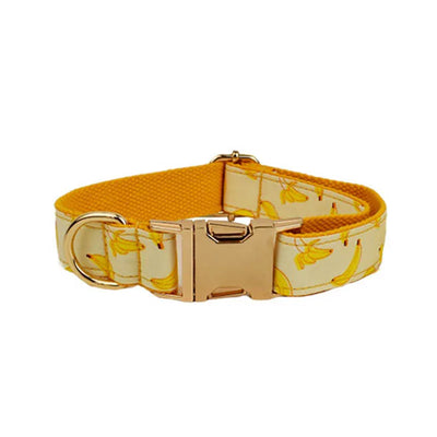 Hot Selling Custom Design Logo Sublimation Soft Cotton Banana Printing Pet Accessories Dog Collar Leashes Harness Bow Fruit 02