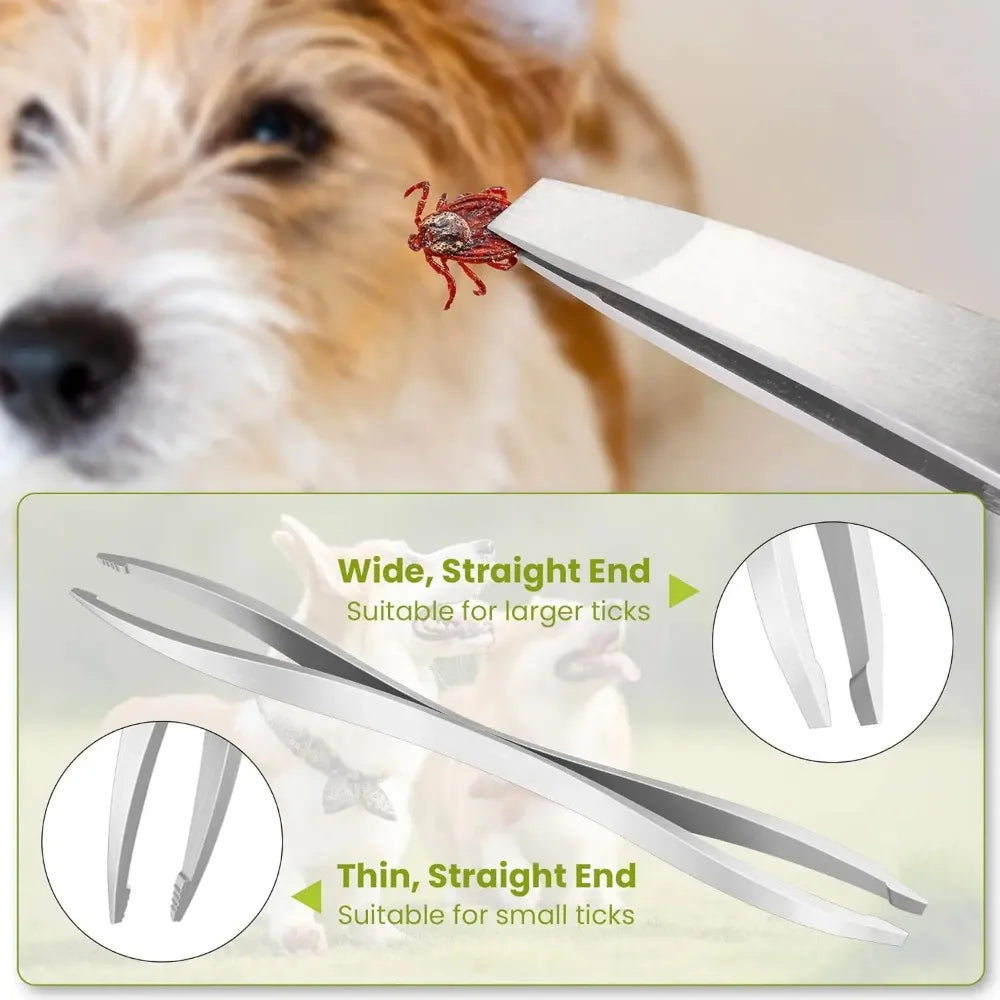 Non-Toxic Dog Tick Remover Tool with Fine-Tipped Stainless Steel Fork for Gentle Extraction Without Skin Damage, for Daily Use PawPrint Treasures