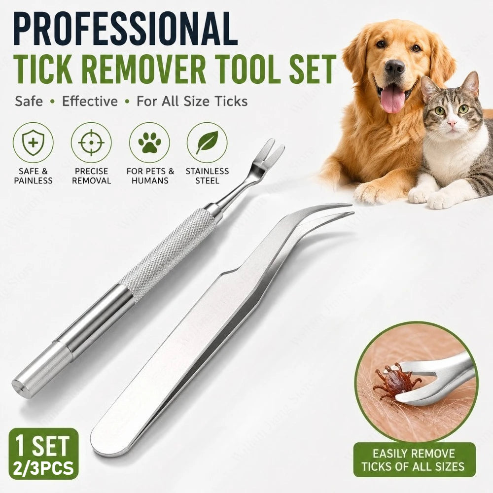 Non-Toxic Dog Tick Remover Tool with Fine-Tipped Stainless Steel Fork for Gentle Extraction Without Skin Damage, for Daily Use PawPrint Treasures