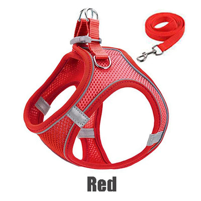 Reflective Pet Harness Dogs Strap with Leash Adjustable Harness Vest Breathable Collars for Chihuahua Small Large Dogs