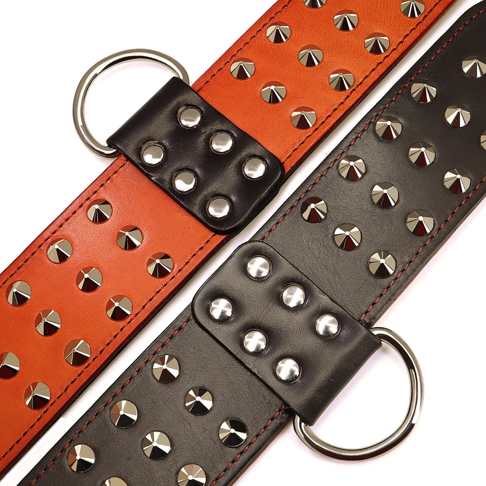 Genuine Leather Dog Collar Durable Adjustable Dog Collars Medium Large Real Leather Pet Pitbull Shepherd Pug Necklace for Dogs