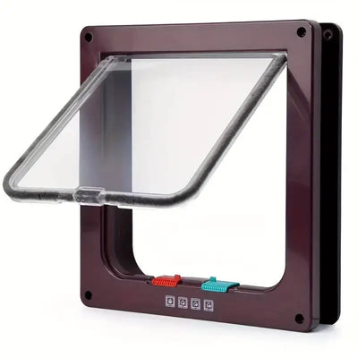 Pet Door 4 Way Locking Security Lock ABS Dog Cat Weatherproof Flap Door Controllable Switch Direction Doors Small Pet Supplies