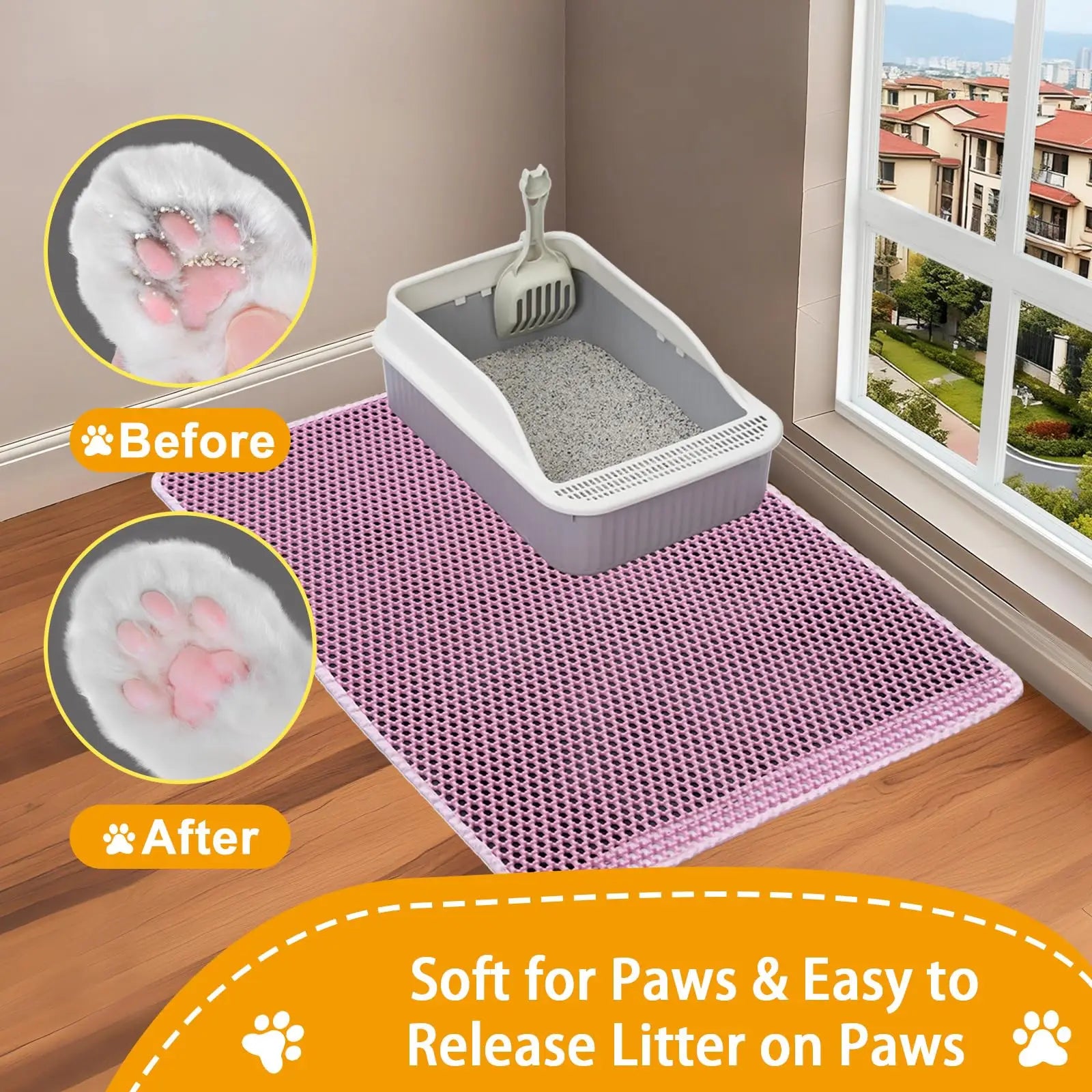 45x60CM Cat Litter Mat Large Size Waterproof Pet Toilet Cat Litter Trapping Mat Non Slip Double Layer Cat Litter Box Pad