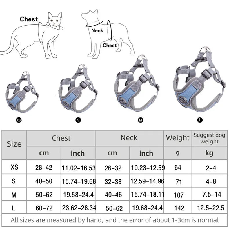 Dog Harness Adjustable Pet Harness Vest For Small Large Dog Cat Reflective Mesh Puppy Cat Chest Strap Dog Accessories