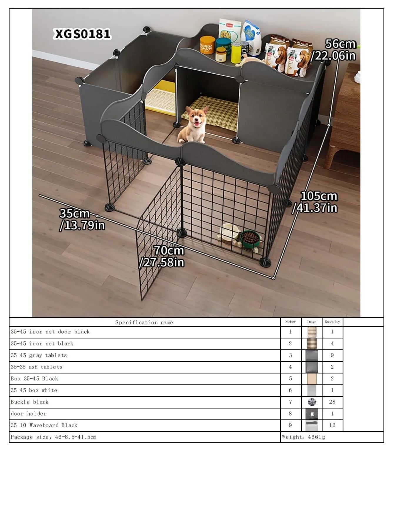 Dog Fence Small Size Dogs Home Indoor One Bedroom One Bathroom Pet Fence Kennel with Toilet Area Anti-Jailbreak Dog Cage