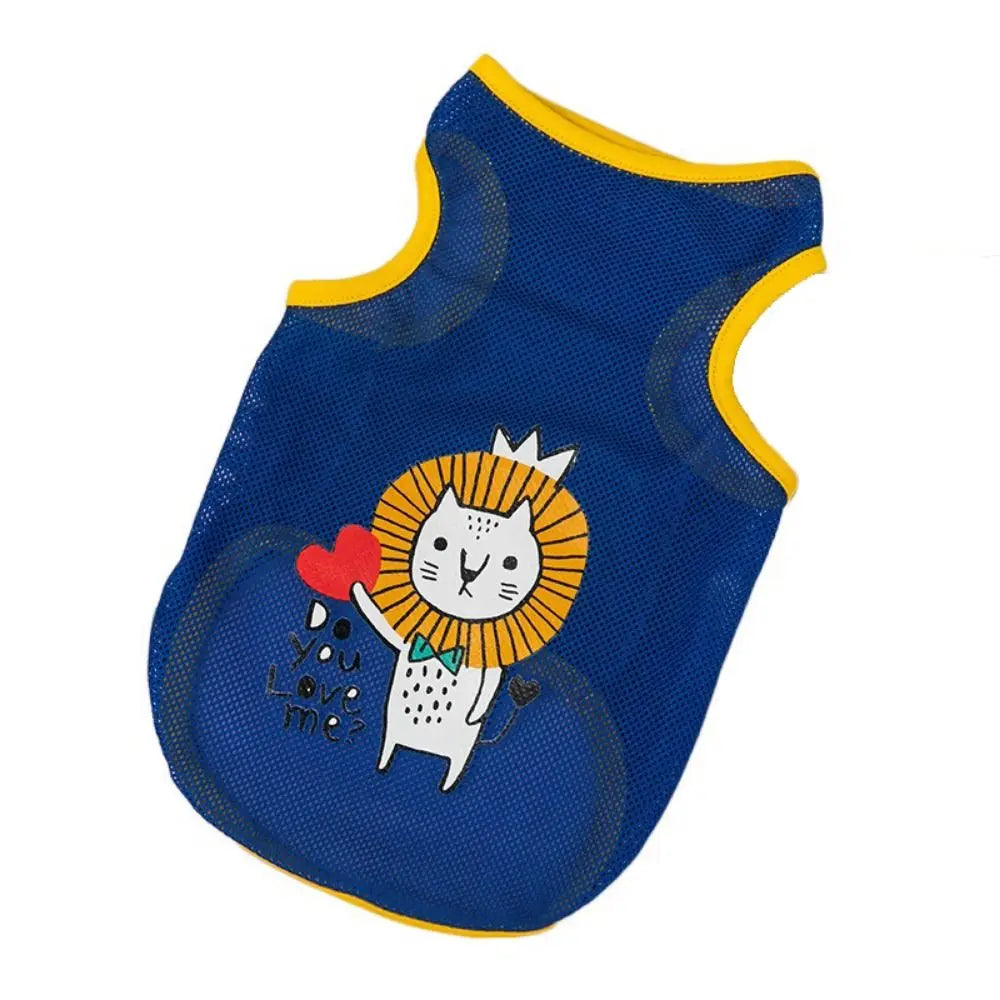 Cute Cartoon Pet Dog Clothes Summer Thin Mesh Dog Cat Vest Cat Teddy Bear Pomy Pet Puppy Breathable Cool Clothing Dog Costume PawPrint Treasures