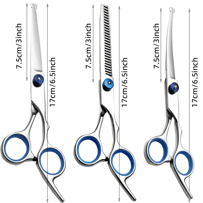 Pet Safe Grooming Scissors – Ambidextrous Stainless Steel Dog Shears with Round Head for Precise Trimming