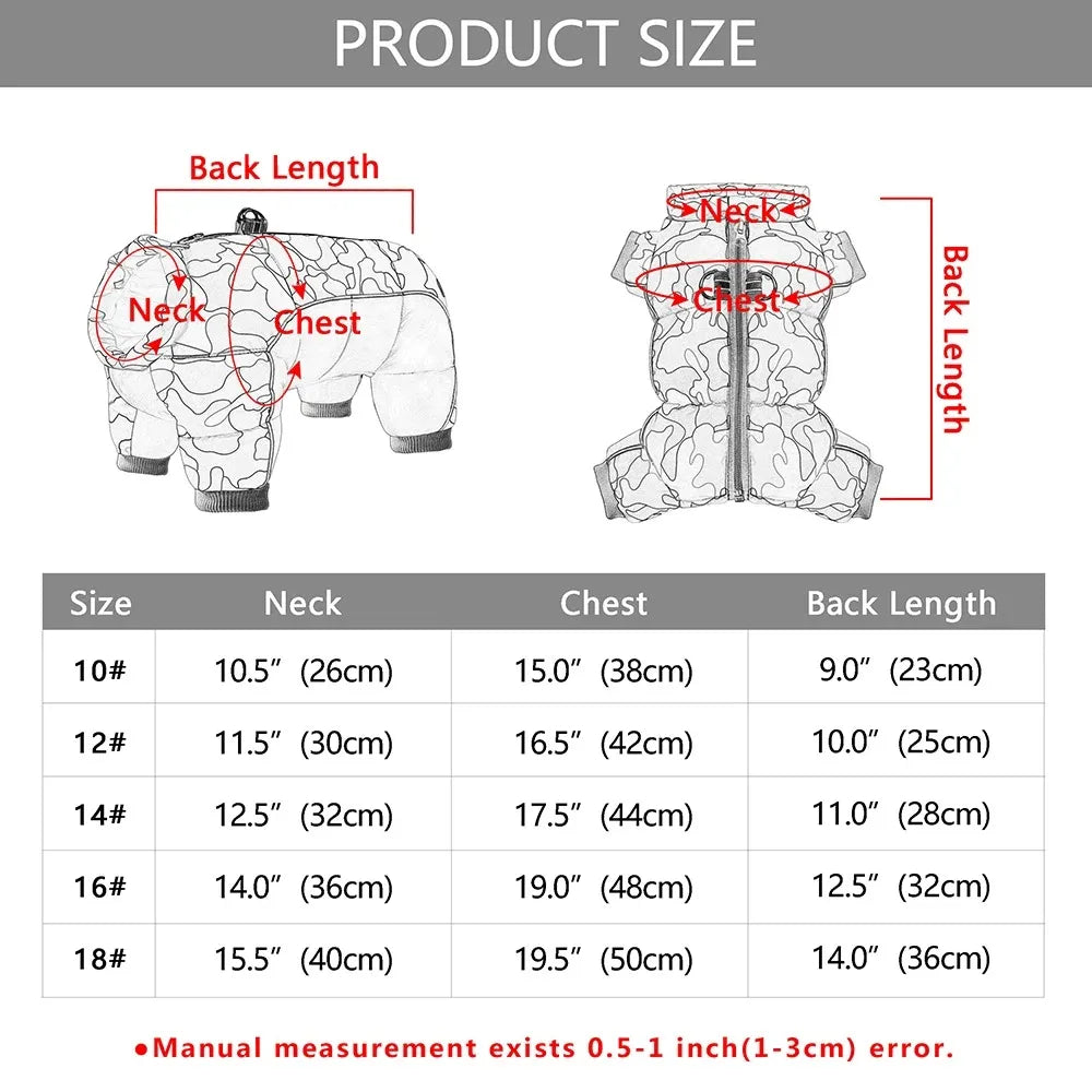 Warm Fleece Pet Dog Jumpsuit For Small Medium Dogs Winter Windproof Puppy Jacket Coat with D-ring French Bulldog Pug Clothing