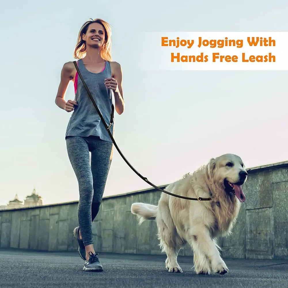 Soft Leather Hands-Free Dog Leash for Training