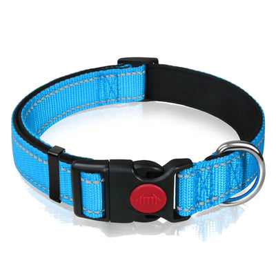 Adjustable Nylon Dog Collar Reflective Pet Traction Collar Quick Release Buckle with Safety Lock  Lining Soft Pet Supplies