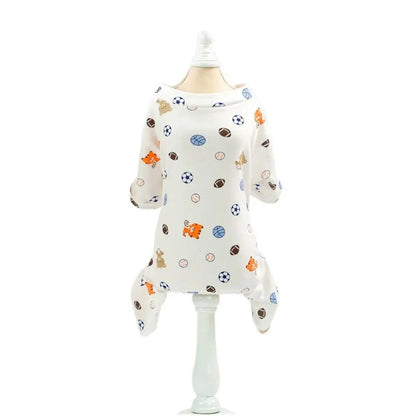 Pet Four Leg Clothing Cartoon Puppy Dog Pajamas Soft Cotton Dog Jumpsuit Comfortable Pet Bodysuit Clothes Spring PawPrint Treasures