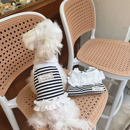 Pet Summer Clothes Pet Couple Striped Shirt Pet Tank Top Dog Cat Universal Knitted Teddy Shirt Puppy Clothing Dog Cooling Vest PawPrint Treasures