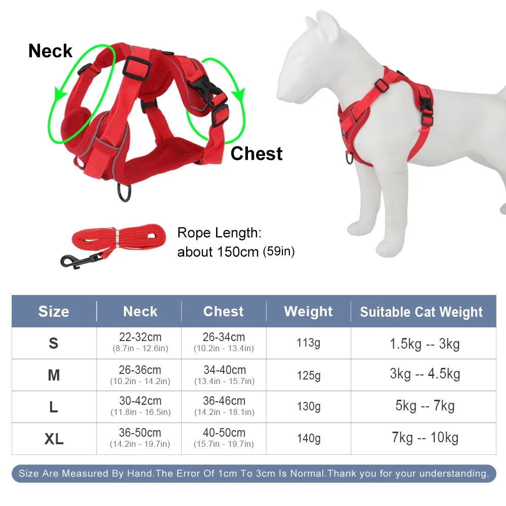 Reflective Dog Harness Leashes Set Puppy Chest Strap Vest for Small Medium Dog Pet Harness Leash Outdoor Training Supplies