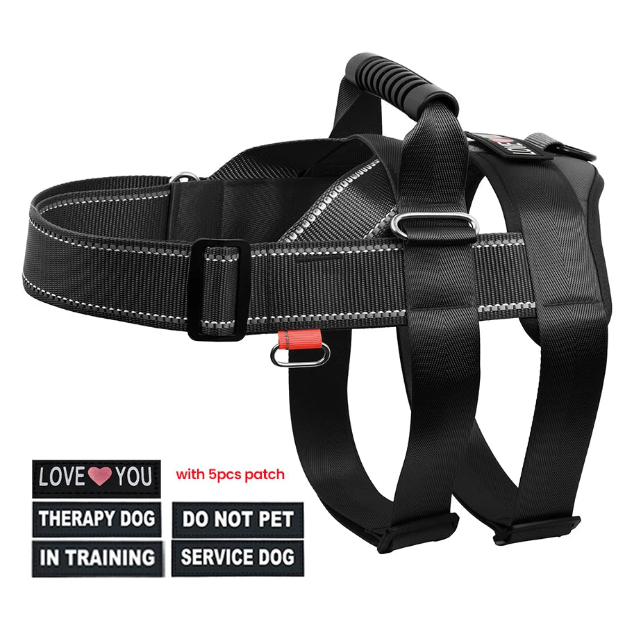 No Pull Dog Harness Adjustable Dog Harness With 5pcs Dog Patch Breathable Reflective Pet Harness for Small Medium Large Dogs