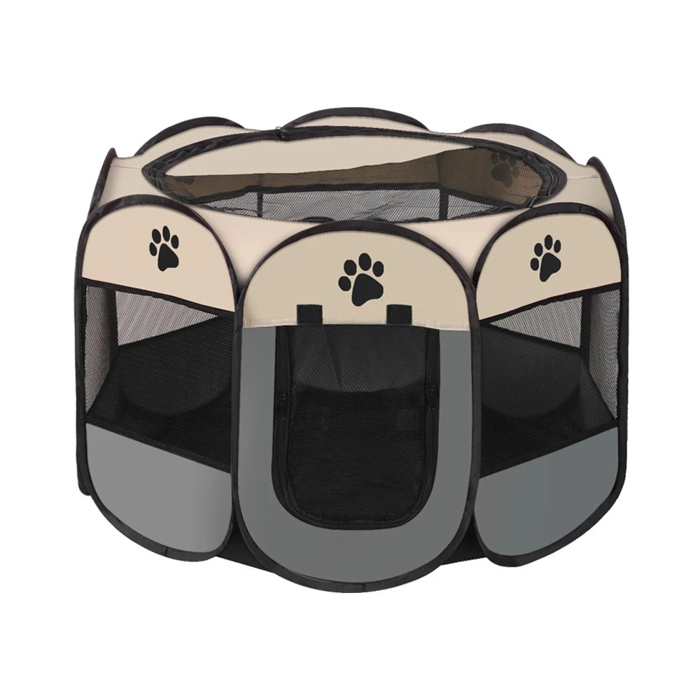 Portable Foldable Kennel Octagonal Fence Pet Tent Puppy Shelter Easy To Use Outdoor Easy Operation Large Dog Cages Cat Fences PawPrint Treasures