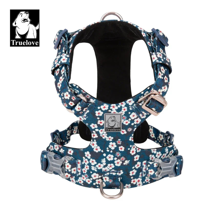 Truelove Dog Harness New Fashion Design Harness for Small Large Dog Cotton Floral Multi Sizes Adjustable Reflective TLH6283