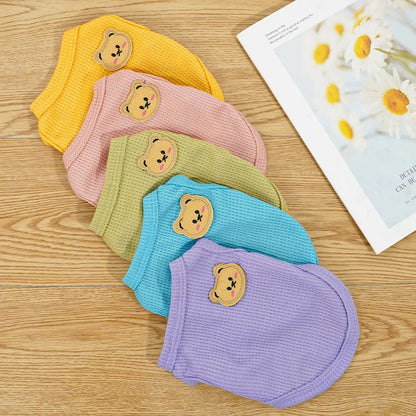 Cat Clothes Waffle Bear Pet Vest Summer Teddy Chihuahua Small Dog Two legged Clothes Cat Puppy Clothes Pet Costume PawPrint Treasures